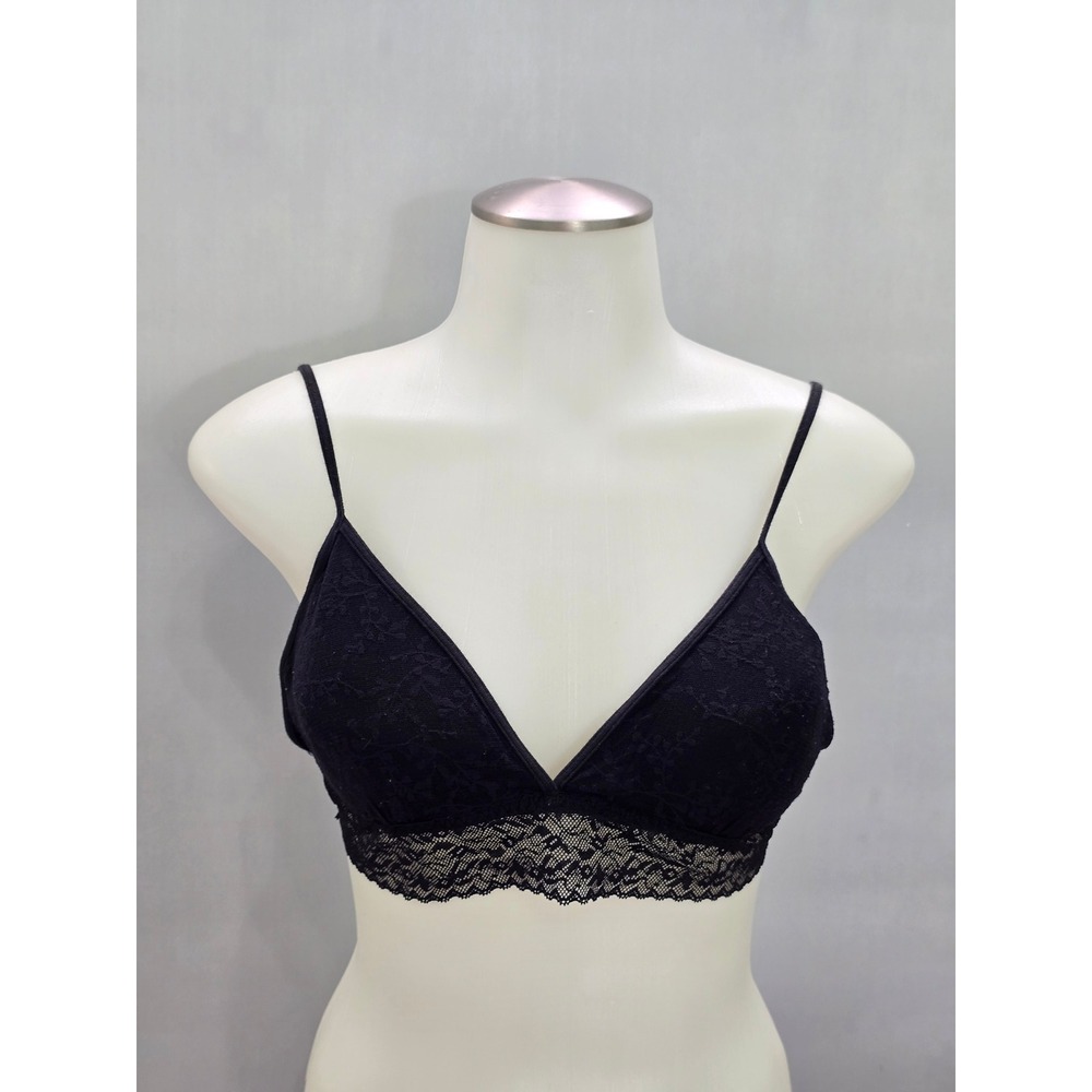 CK Black Romantic Boudoir Bridal Cottage Lingerie Feminine Floral Lace Bra Large